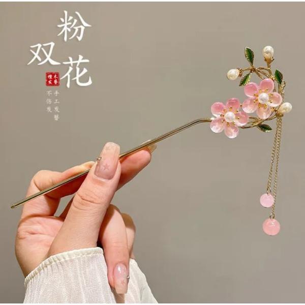 Horquilla de Flores de Lujo Ligero Para Mujer Estilo Chino Floral Mariposa Borla Palillo para el Cabello Elegante Joyería de Metal Horquilla Pinzas para el Cabello