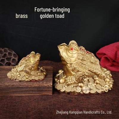 Brass Feng Shui Wealth-Attracting Golden Toad Ornament