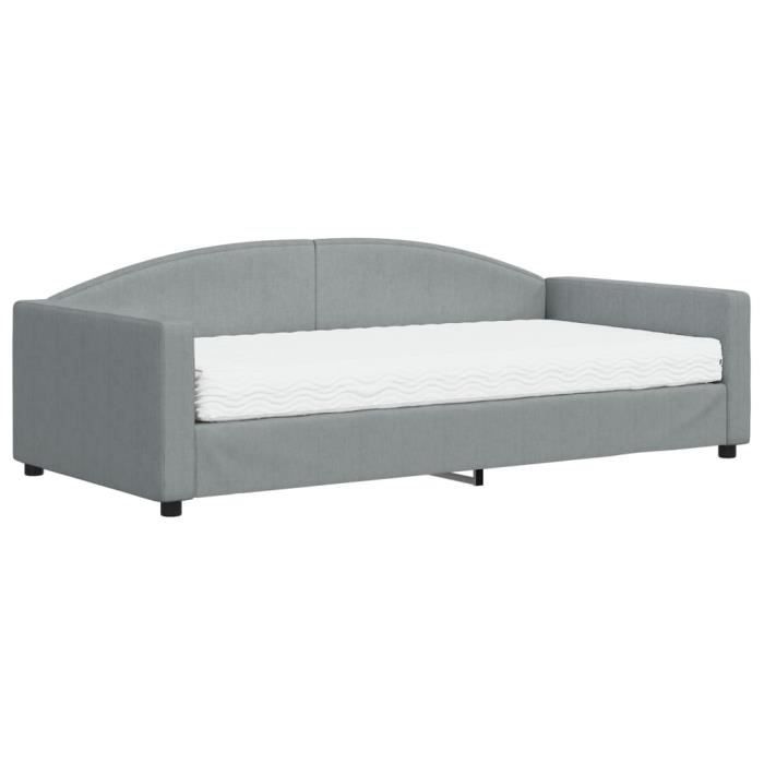VidaXL Daybed with Mattress Light Grey 100x200 Cm Fabric 3197175