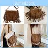 Small Suede Vintage Crossbody Bag With Tassel Details For Women Outings Casual