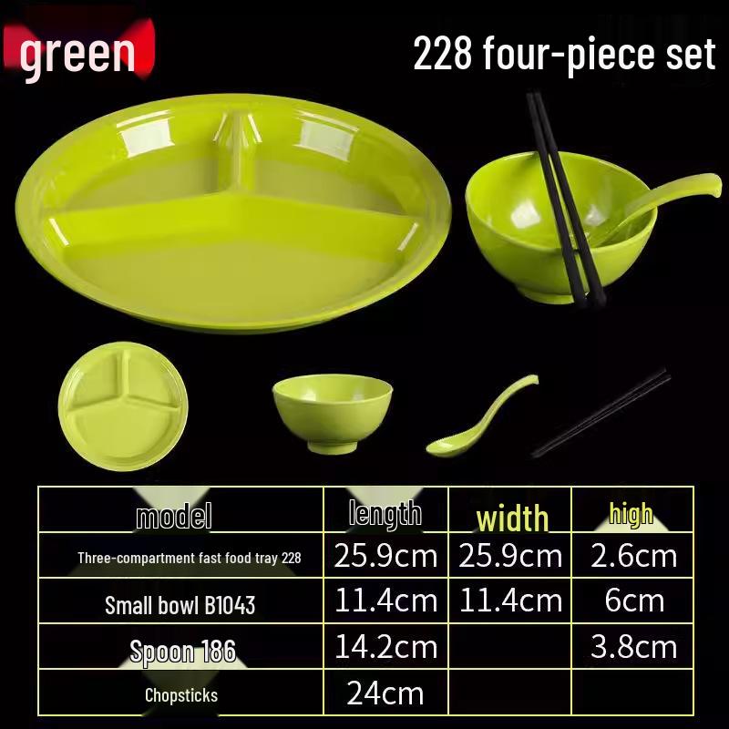 Melamine Tableware: 3, 4, and 6-Compartment Plates and Bowls for School Cafeterias
