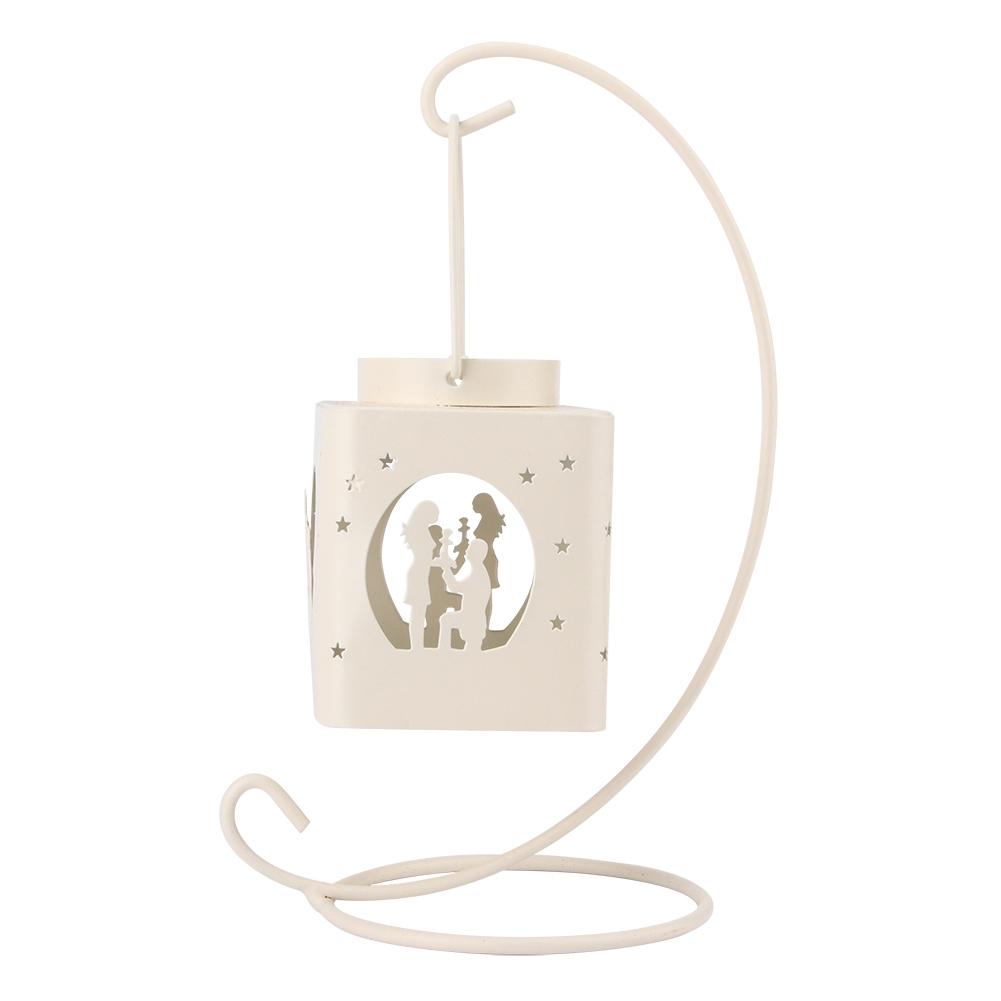 Stylish Hollow out Candlestick Candle Holder Home Table Decoration Ornament with Lover DecorWhite