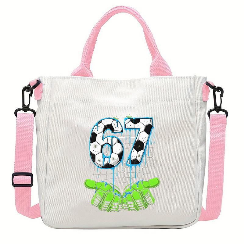 Steal a Brainrot 67 Printed Student Crossbody Bag Casual Canvas Shoulder Bags