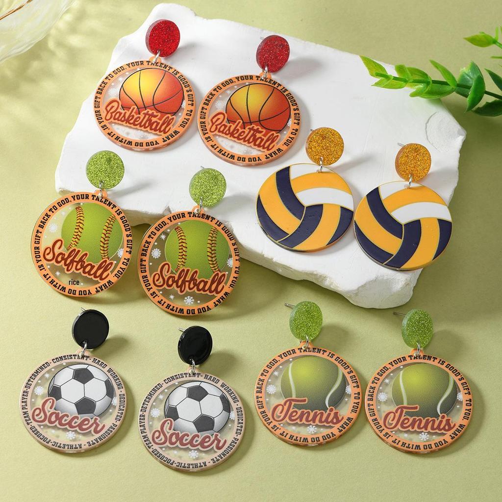 Creative Sports Earrings: Basketball, Football & Volleyball Designs