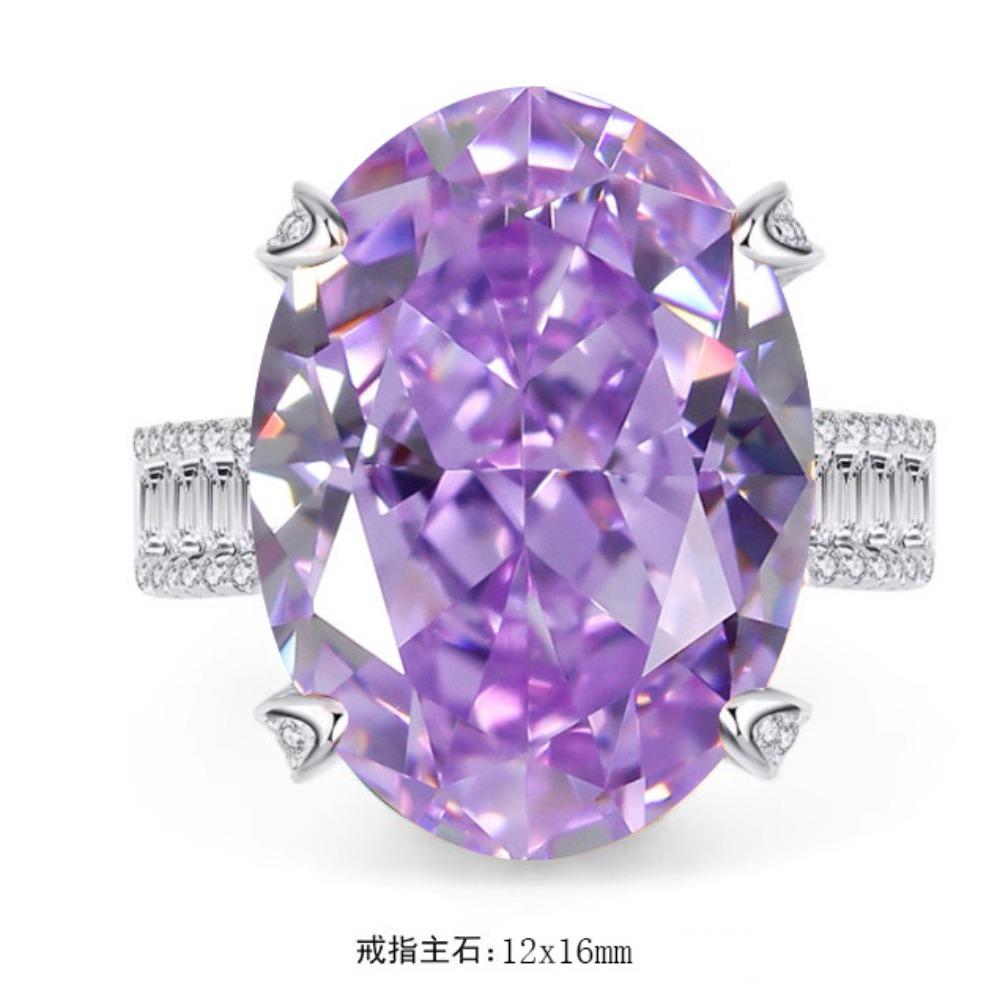 

Роскошное Большое Искрящееся Кольцо-Подушечка Голубиное Яйцо с Папарадшей и Фиолетовым Кунцитом, Кольцо Ледяной Огранки для Женщин