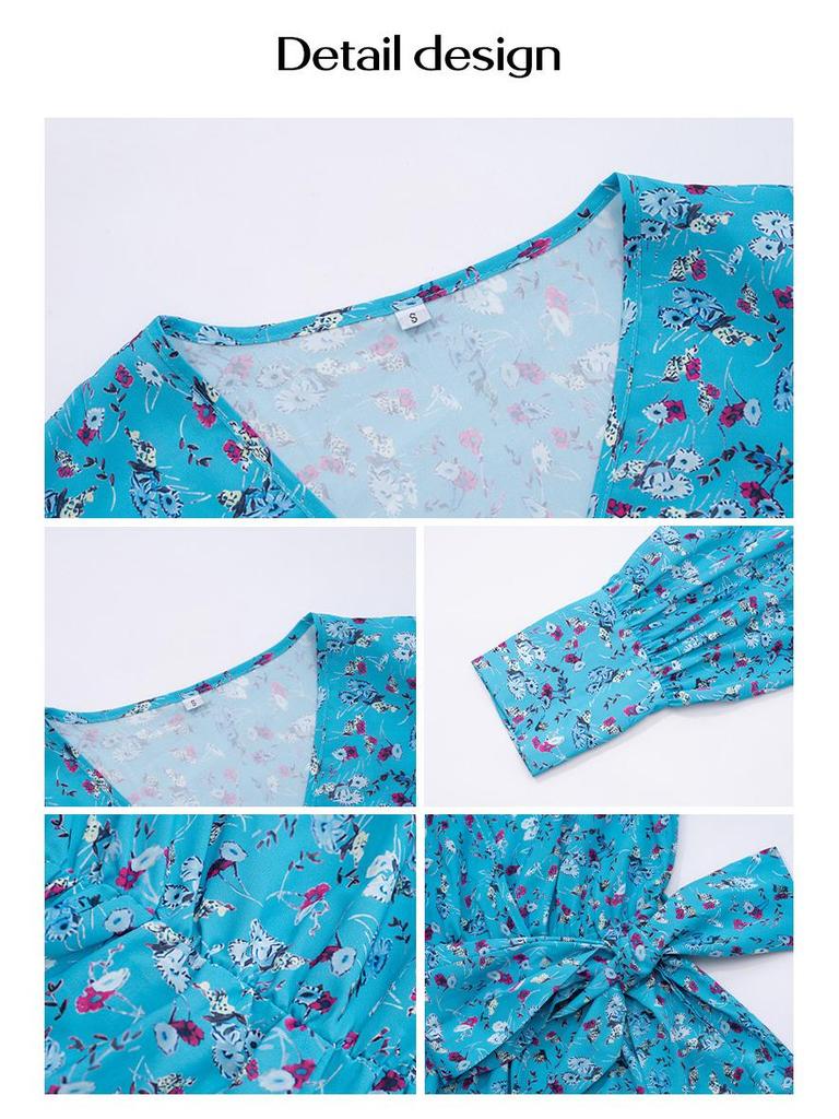 Diyun 2024 Autumn/Winter Elegant V-Neck Printed Women's A-Line Dress