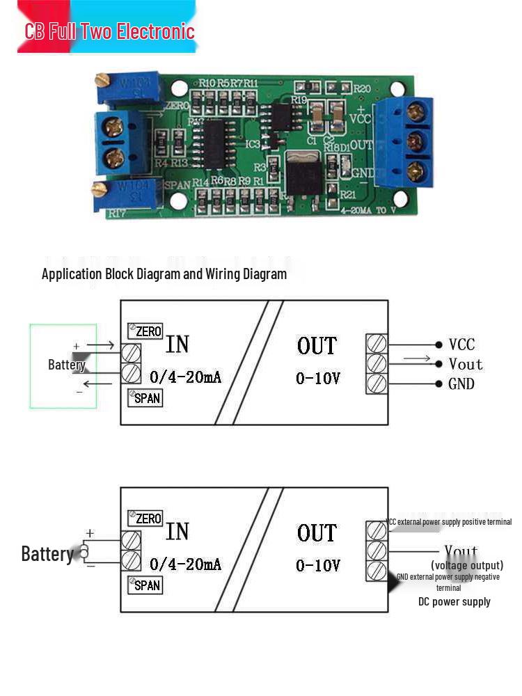 4-20mA auf 0-5V/3,3V/10V/15V Signalwandlermodul