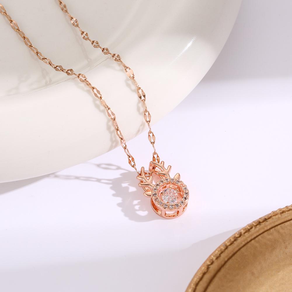 Hochwertige Damen Halskette aus Titanstahl mit vierblättrigem Kleeblatt - Nicht verblassend, vielseitige Schlüsselbeinkette