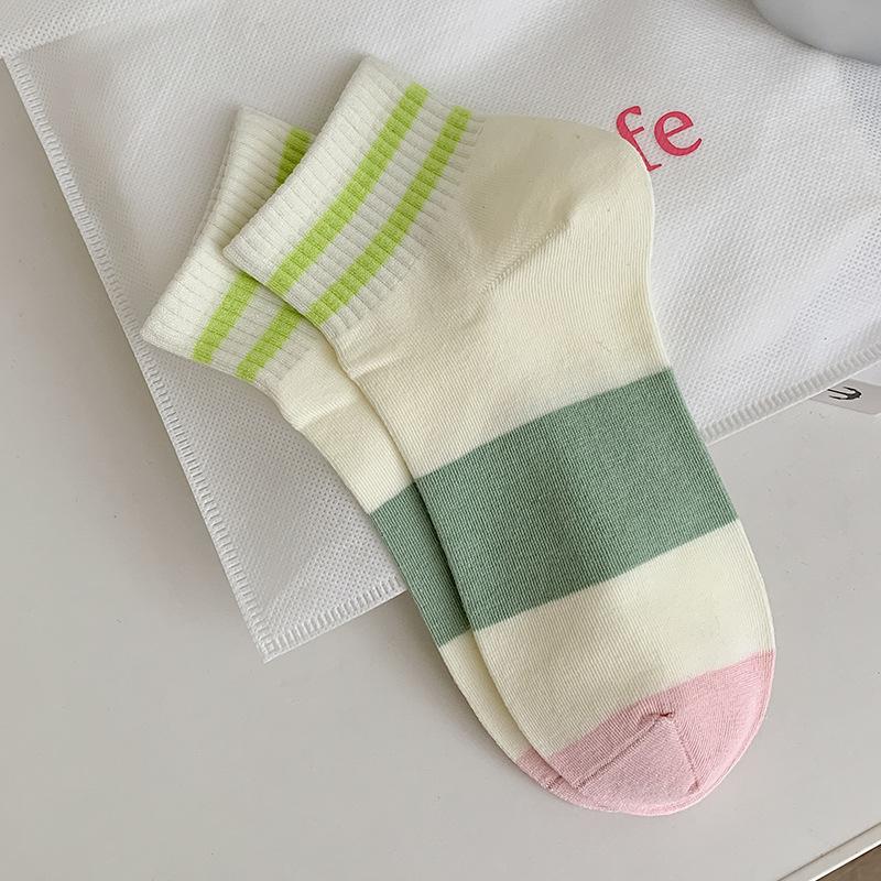 

Женские короткие носки, весенне-летние хлопковые носки, повседневные полосатые, универсальные, женские с мелким вырезом, носки-лодочки, короткие 1 pair
