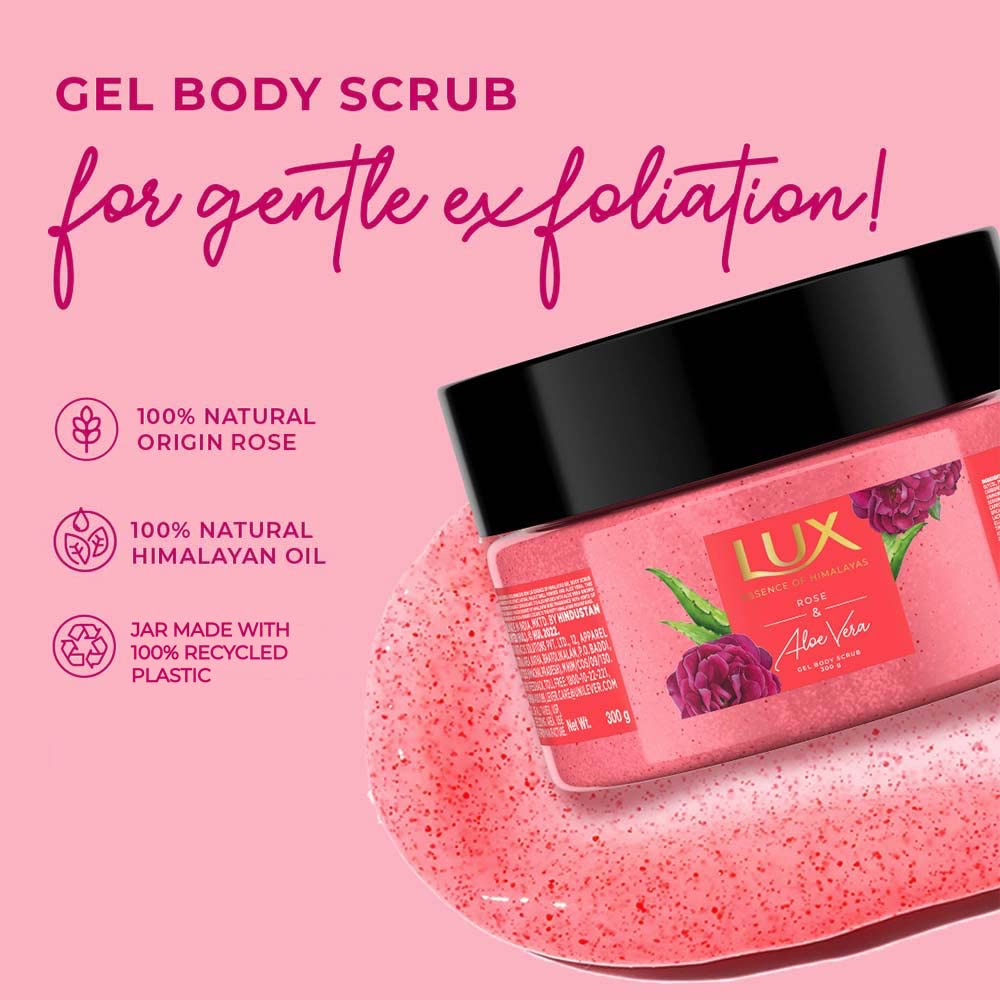 Lux Essence Of Himalayas Rose & Aloe Vera Crème Body Scrub 300 Ml | Gentle Exfoliating Natural Paraben Free Skin Polish For Radiant Smooth Glow