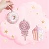 Christmas Ornament Sparkling Pink Series Ice Cream Doughnut Shape Hanging Pendant Farmhouse Xmas Decor