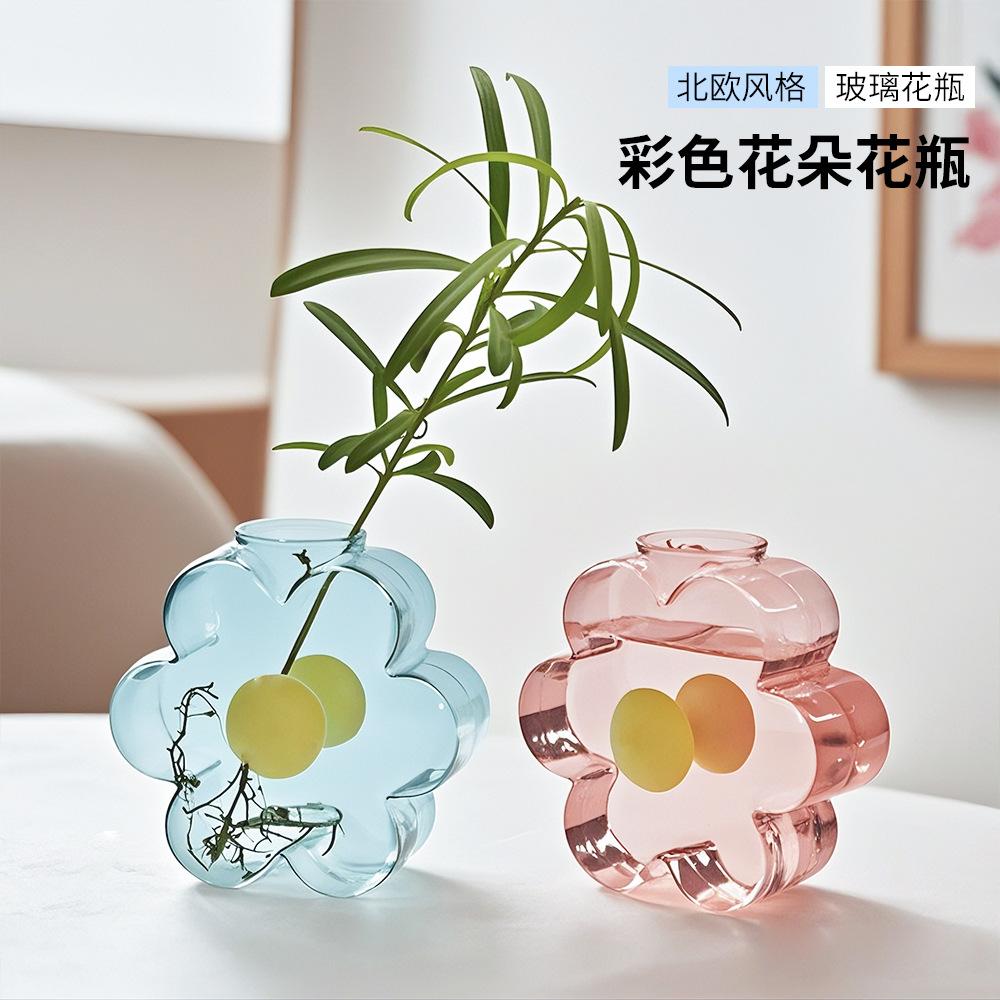 Colorful Glass Vase Nordic Hydroponic Flower Vases Creative Small Plant Pot Flower Arrangement Home Office Wedding Decoration