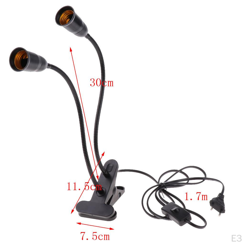 EU Plug E27 2-head Clip On Reading Light Base Desk Lamp Socket