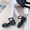 Shoes Lolita Shoes Women Heels Platform Mary Janes Star Buckle Strap Mary Janes Women Cross-tied Girls Rivet Casual Kawaii Shoes