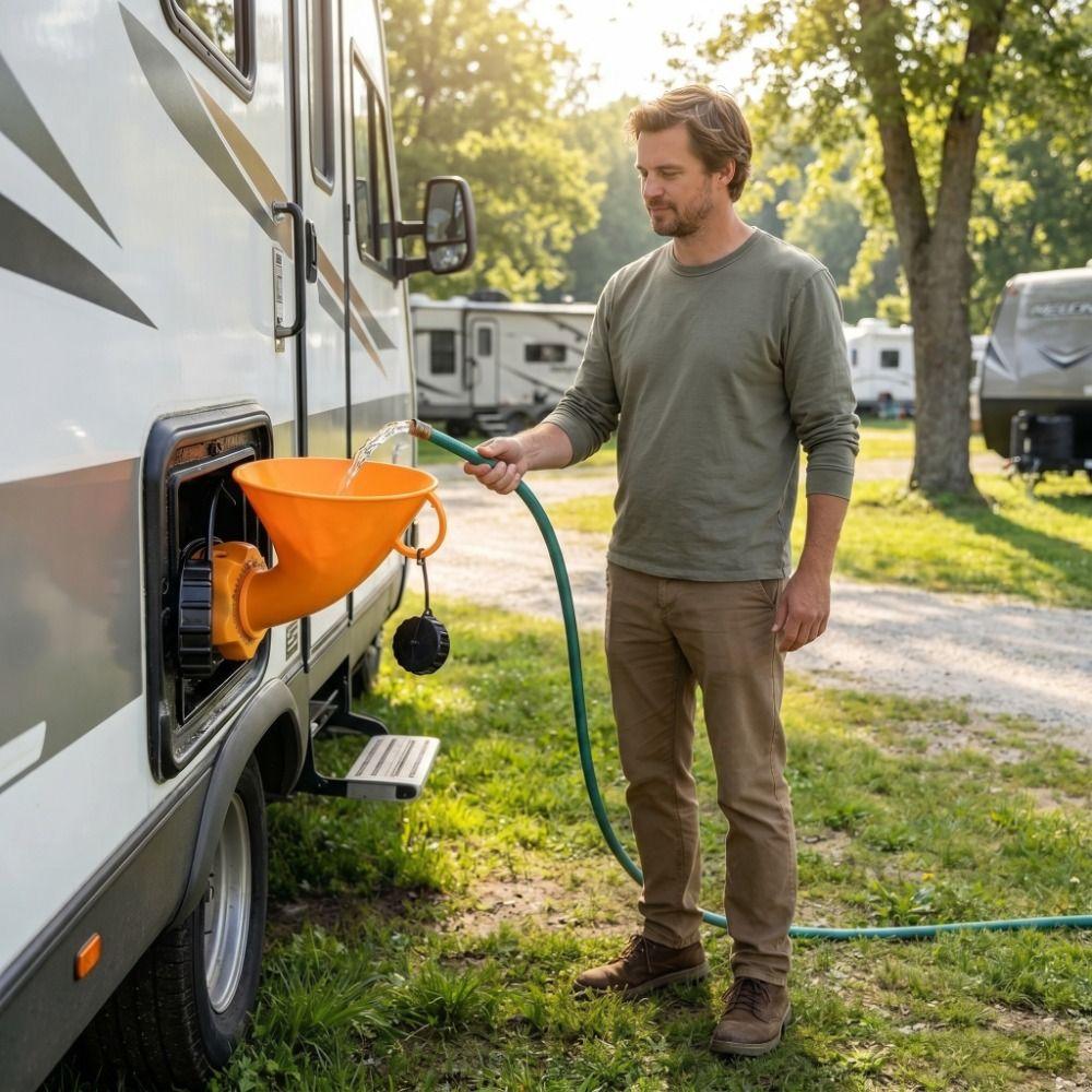 Fresh Water Tank RV Fresh Water Tank Funnel Universal Adapter Portable Water Funnel Motorhome