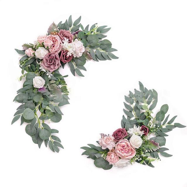 

Роза Искусственные цветы Виноградная лоза Висячие Рождественские гирлянды Романтическая свадебная садовая арка Украшение комнаты для дома Поддельные растения Настенный декор