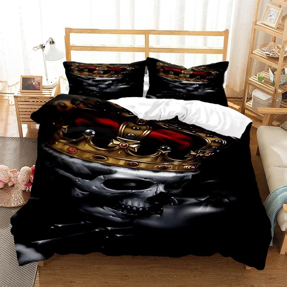Mysterious Black Skeleton Digital Print Polyester Bedding Sets Child Kids Covers Boys Bed Linen Set For Teens  Bed Sheet Set