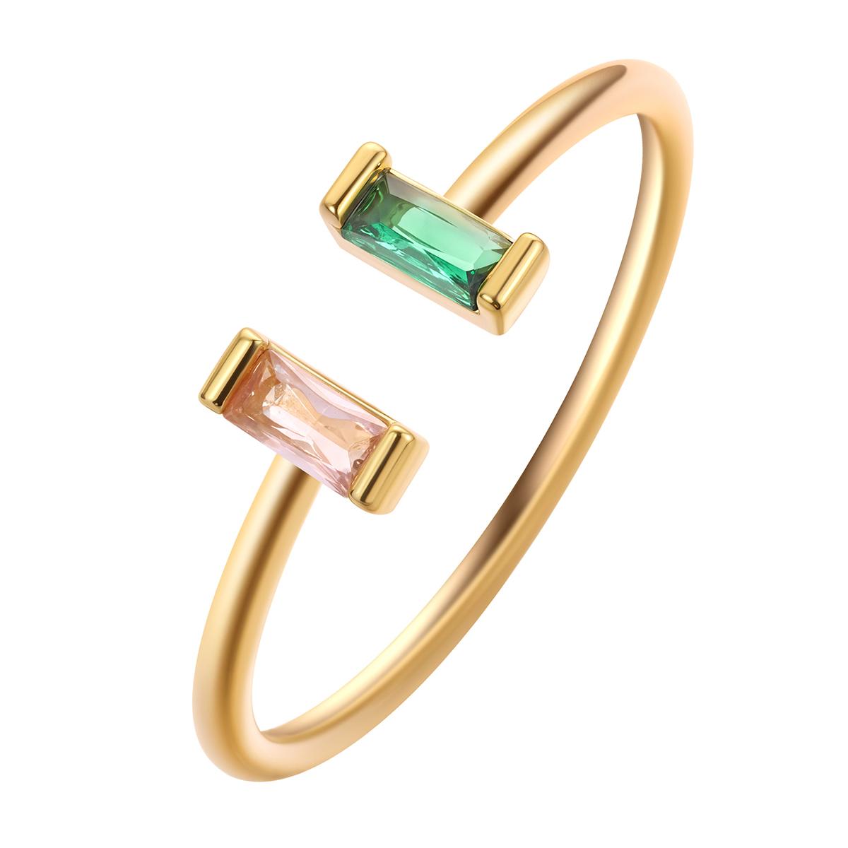 

Kinitial Square Colorful Zircon Engagement Rings For Women Simple Opening Rings For Young Girls Fashion Jewelry