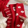 Thickened New Year'S Stockings, Red Bright Red Medium Tube Socks, Australian Velvet Cat Socks, Year Of The Horse Cartoon To Keep Warm In Winter