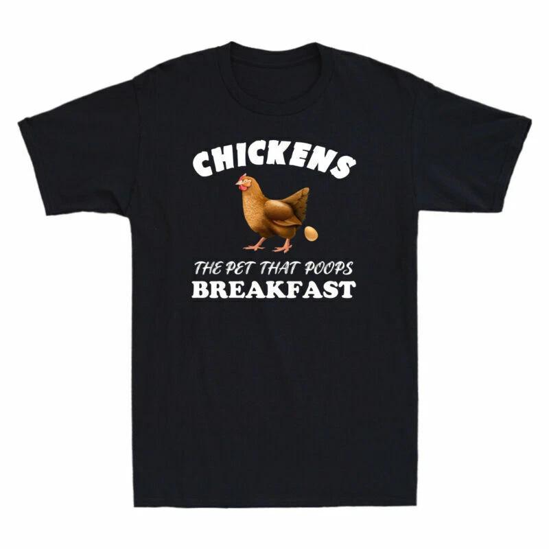 Chickens The Pet That Poops Breakfast Funny Backyard Farmer Vintage Men T-Shirt XS
