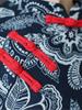 Johnature Women Vintage Dress White Blue Chinese Style Cheongsam Autumn Winter Stand Long Sleeve Fleece Warm Dress