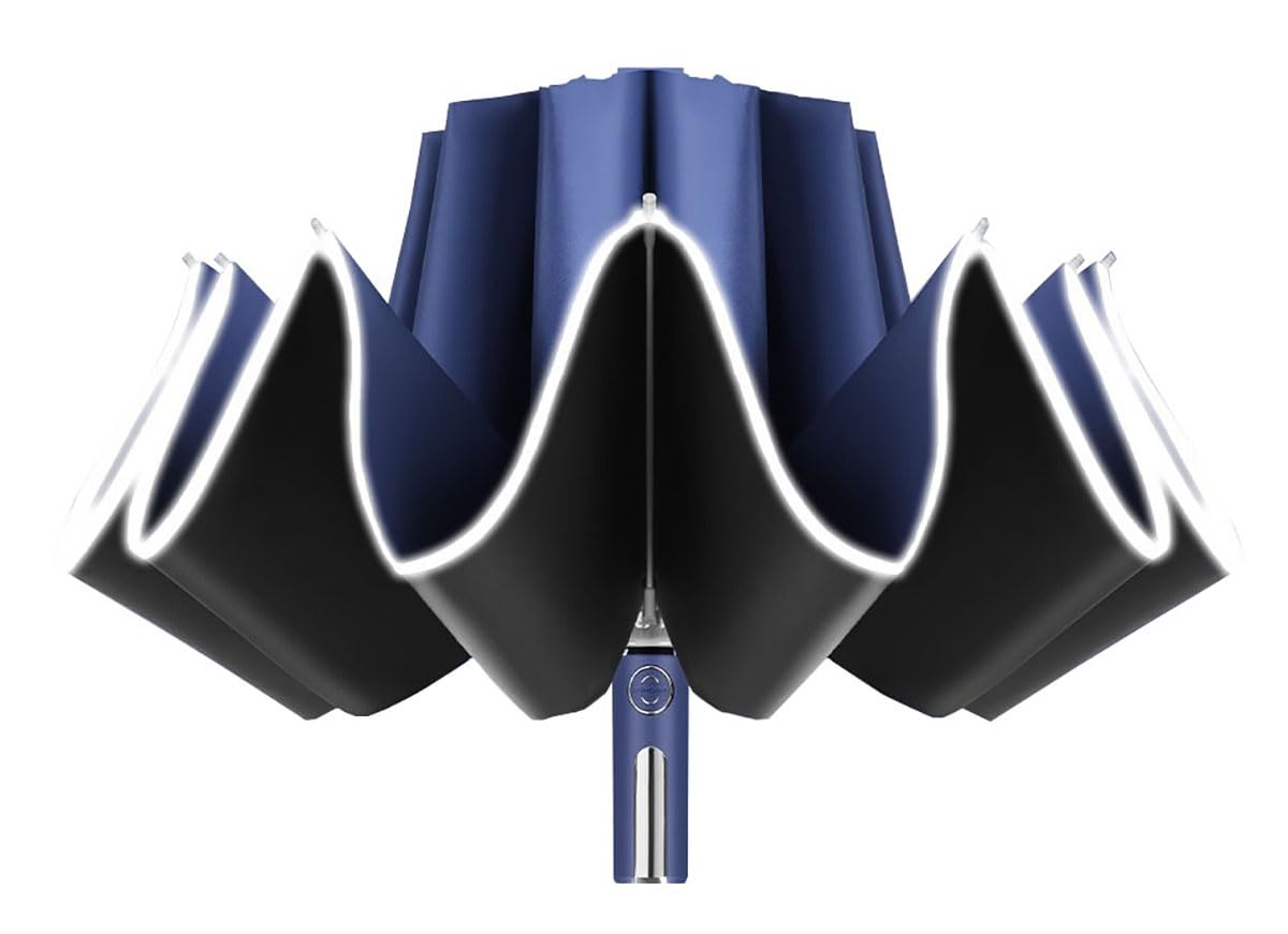 

Складной автоматический складной складной поставляется со светоотражающим чехлом Super Water 10 Large Reverse для солнечного и дождливого УФ-зонта для сезона дождей Typhoon тёмно-синий