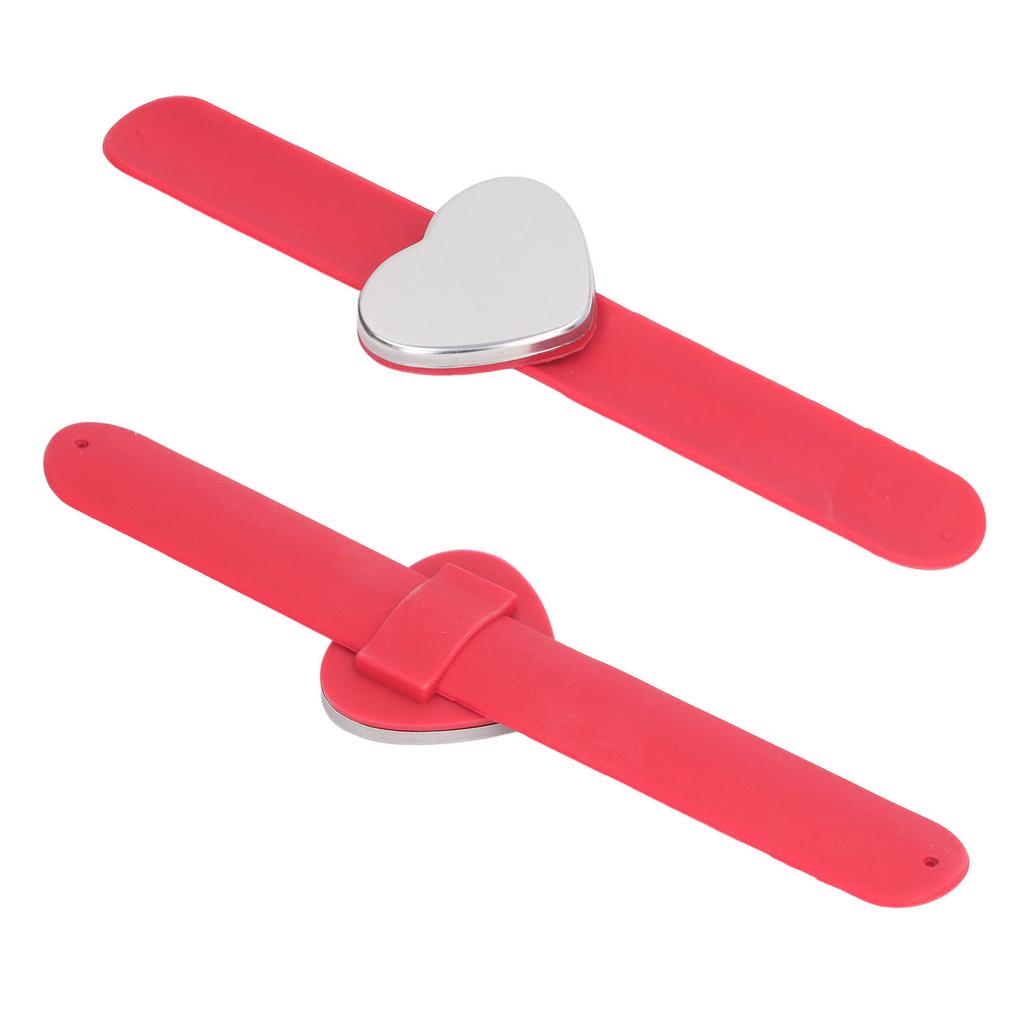 Magnetic Palette Wrist Bracelet Silicone Heart Shaped Slap Ring Magnetic Makeup Wrist Strap for Foundation Mixing Red