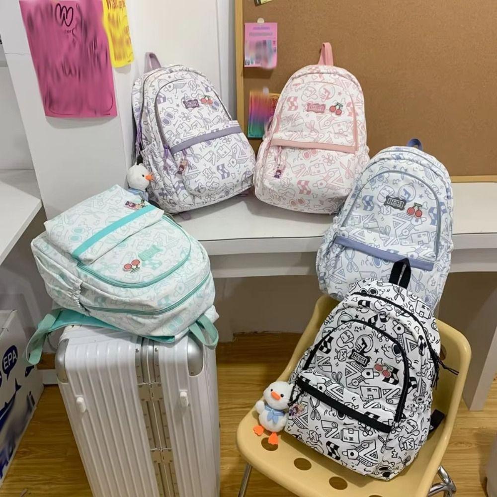 Doodle School Bag Graffiti Shoulder Bag Large Capacity Students Backpack  Textbook