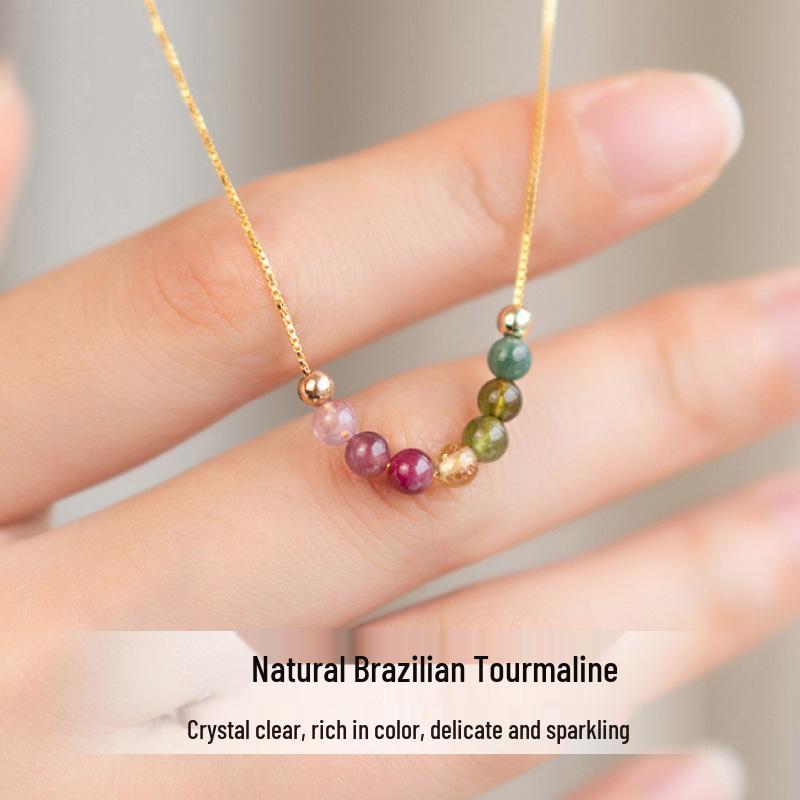 Turmalinstein Schlüsselbeinkette - Leichter Luxus, Nicht verblassend, Einfache High-End Dopamin Choker für Frauen