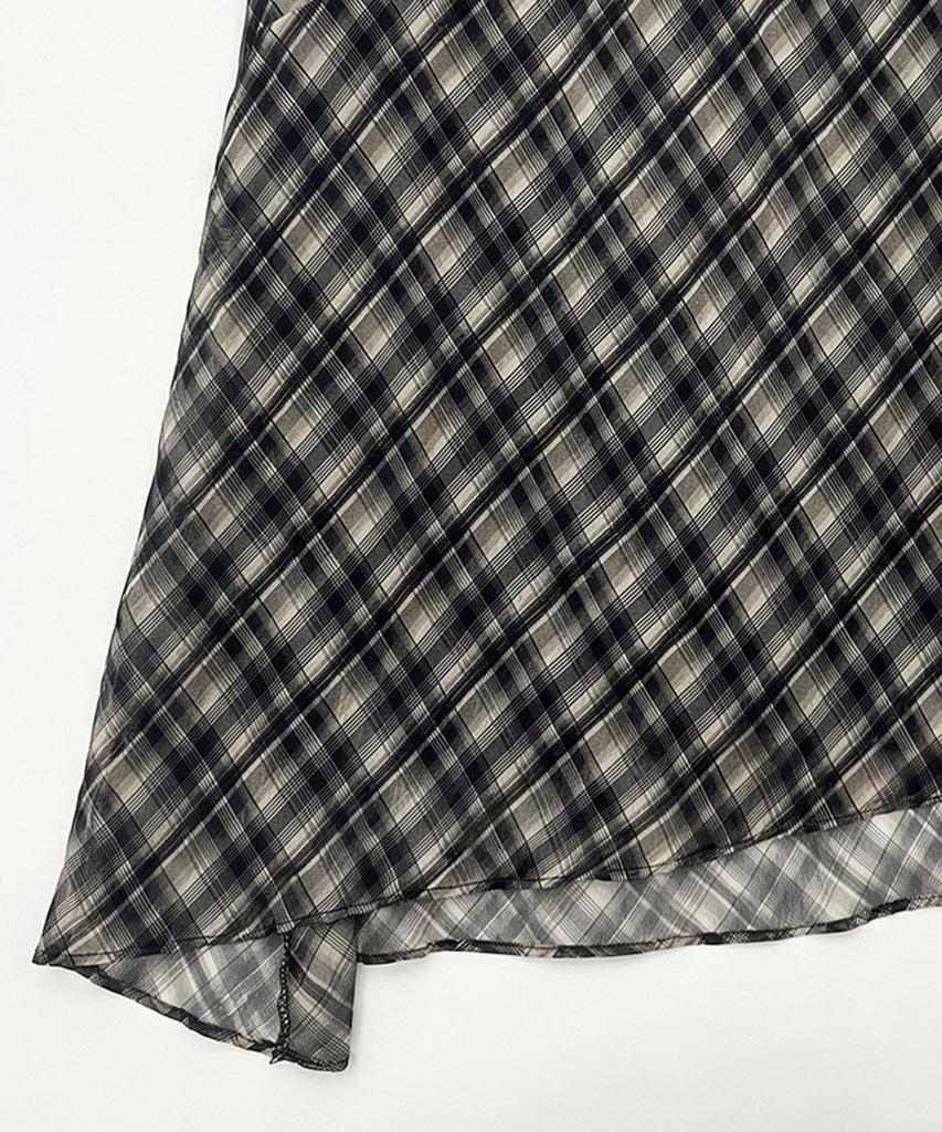 Eilubeu Check Midi Skirt Aasfsk104B