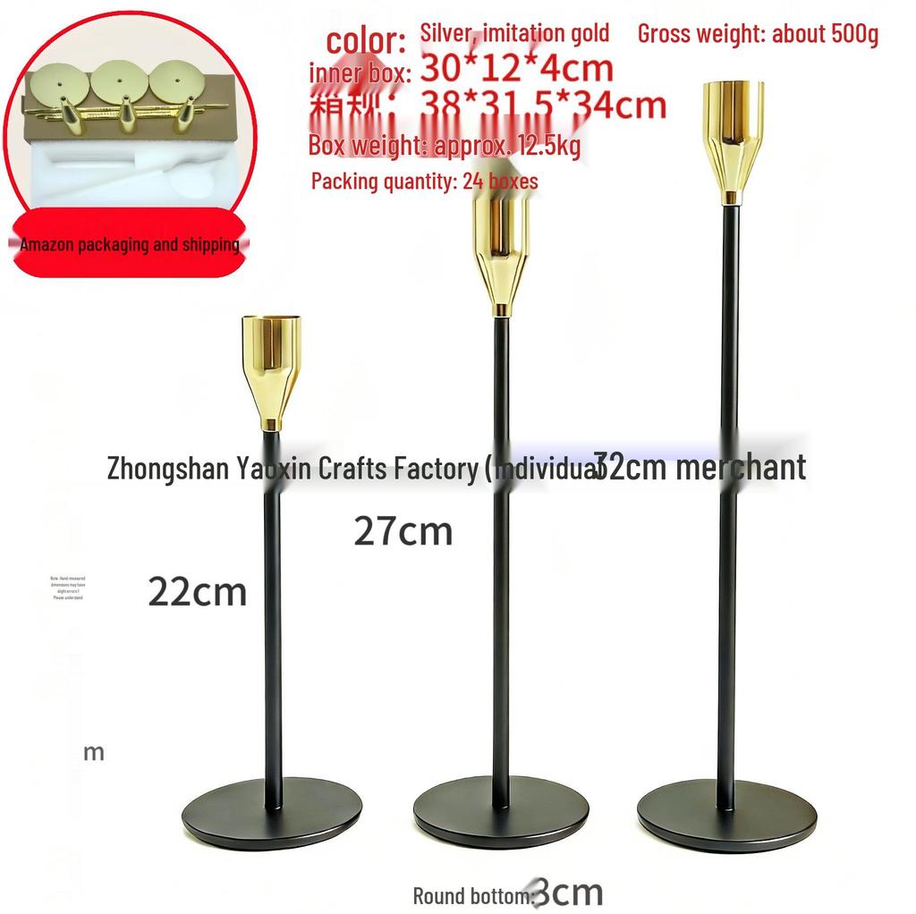 European Wrought Iron Candle Holder Set - Retro Three-Piece Wedding and Home Decor
