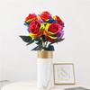 Artificial Rose Flowers Plastic Colorful Fake Flowers Branches Ornamental Gift Festival Valentine'S Day Wedding Decor