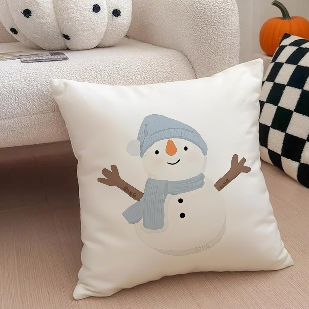 CChristmas snowman bear Cushion Cover Throw Pillow Cover Hidden Button Durable Polyester Chair Cushion