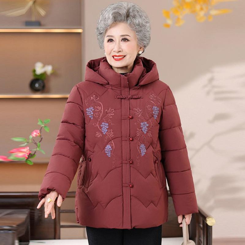Fleece large size cotton-padded coat thickened jacket old lady warm cotton-padded clothes