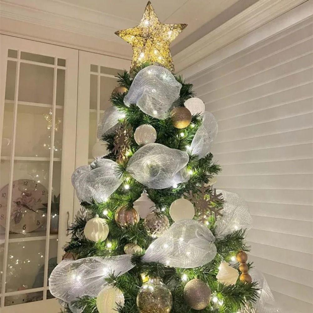Shiny Christmas Decoration Mesh Ribbon 26cm Christmas Wrapping Ribbon  Gift Package