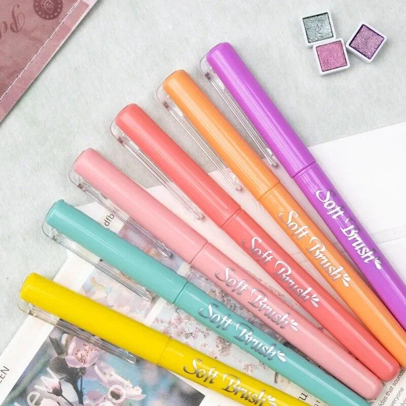 6Pcs Soft Brush Tip Marker Pens Artist Markers Flexible Tip Assorted Colors for Journaling Hand Lettering Calligraphy Draw Practical Use