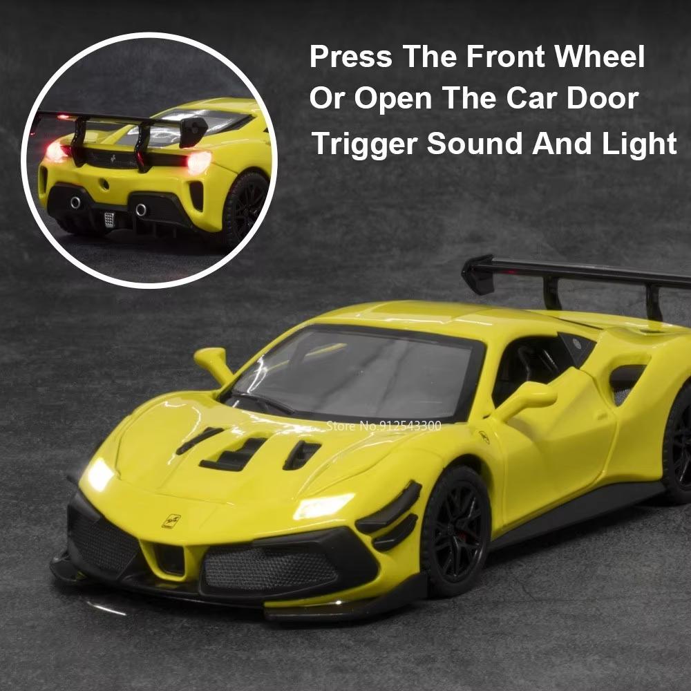 New 1:32 F488 Sport Car Model Toys Alloy Diecasts Metal Pull Back Sound Light High Simulation Vehicle For Collection Children Gifts
