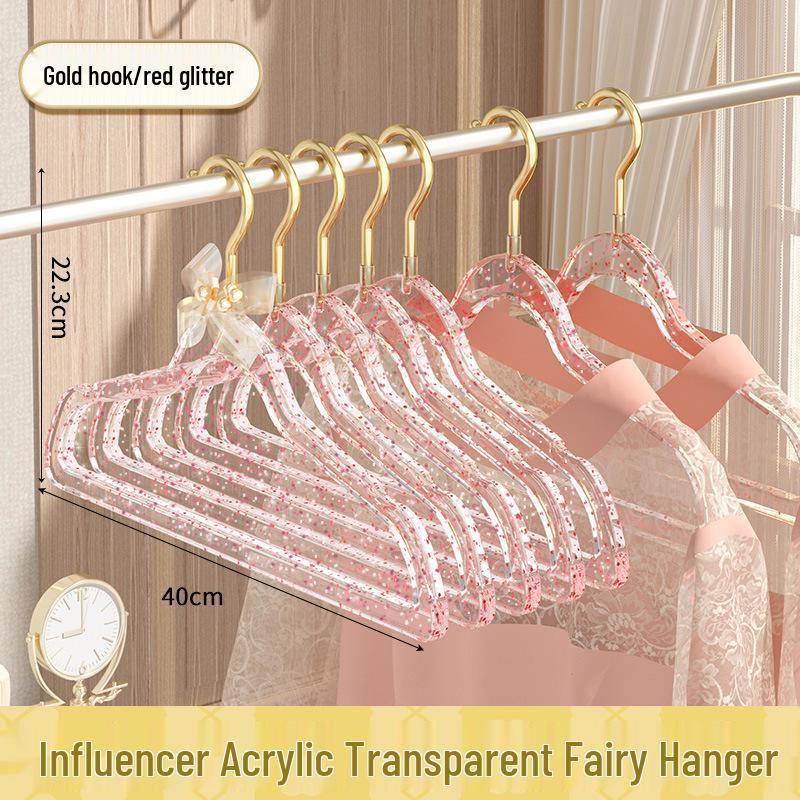 Cute Acrylic Crystal Clothes Hanger for Women's Seamless Clothing - Transparent with Gold Powder