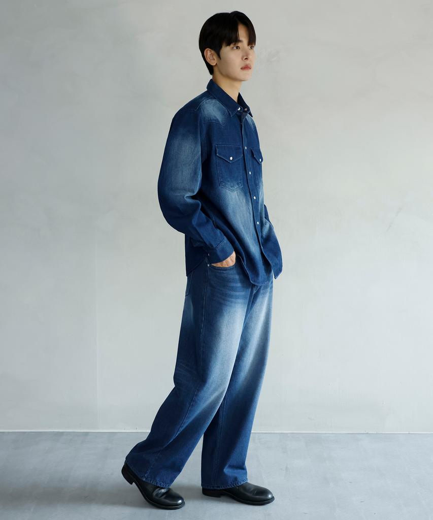 SIGNATURE [Choi Jong-Woo X Signature] Western Washed Denim Shirt [Indigo]