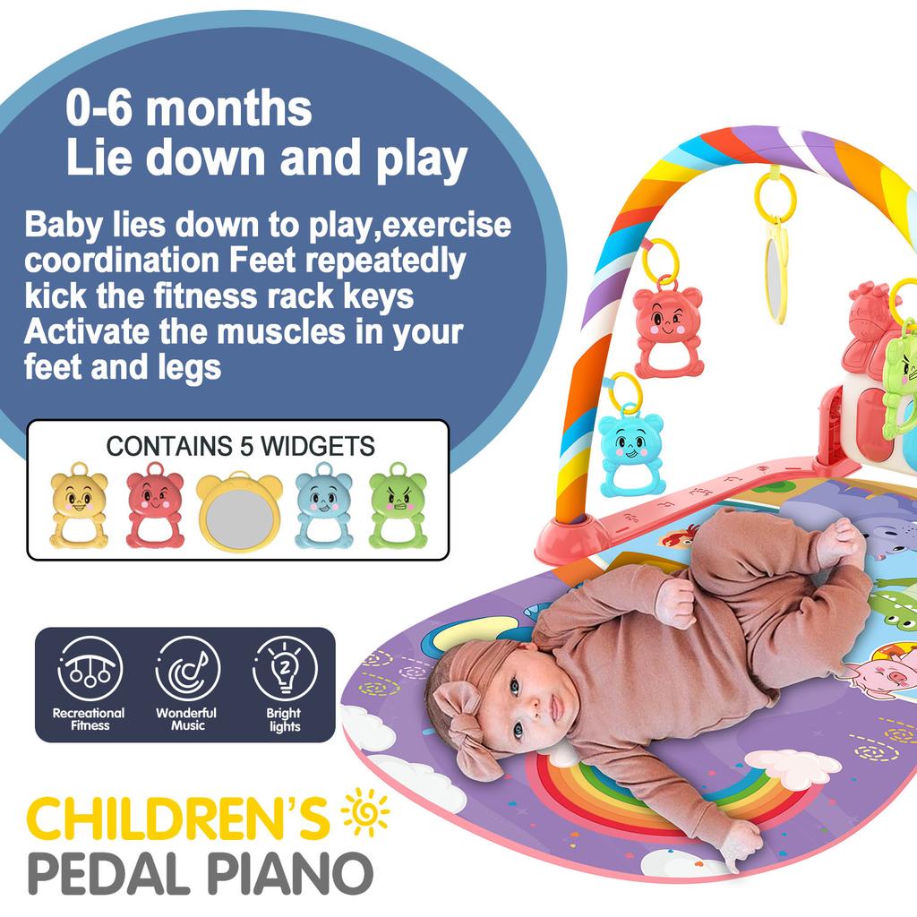 Baby Fitness Stand Music Pedal Piano Toy Newborn Baby Piano Game Pad Pedal Piano Climbing Pad