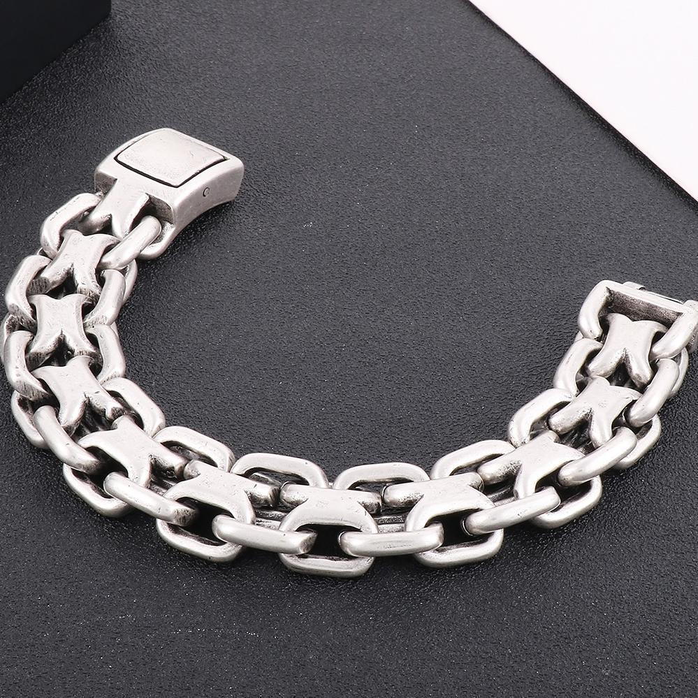 20MM Men's Stainless Steel Viking Braided Chain Bracelet for Man Woven Rope Bangle Cool Hip Hop Motorcycle Biker Jewelry 23.5CM