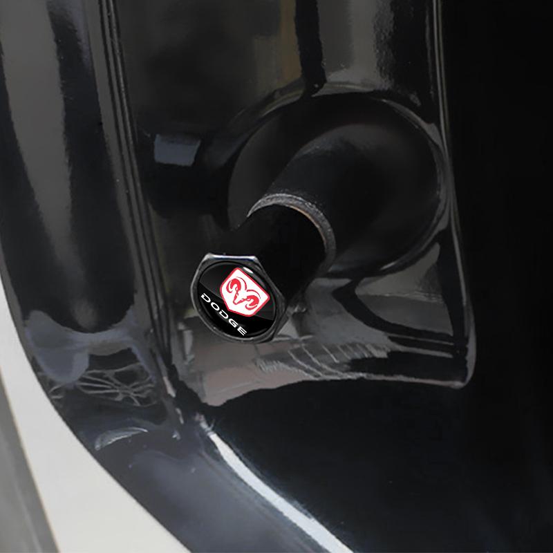 4pc Car Wheel Tire Valve Caps Tyre Stem Covers Airdust Waterproof for Dodge SXT Challenger Charger RAM 1500 Stratus Dart Dakota Charger Avengr Durango