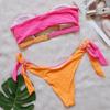 Sexy Crystal Diamond Bikini Swimwear Stitching Strapless Strap Split Swimsuit