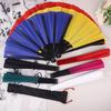 Chinese Martial Arts Kung Fu Fan Tai Chi Dance Fan Plastic Stage Performance Folding Fan Solid Color Fan Photo Prop