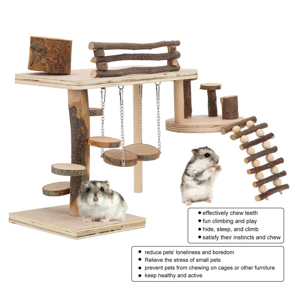 Hamster Apple Wood Ladder Playground Safe Durable Wooden Playground for Hamster Little Pet
