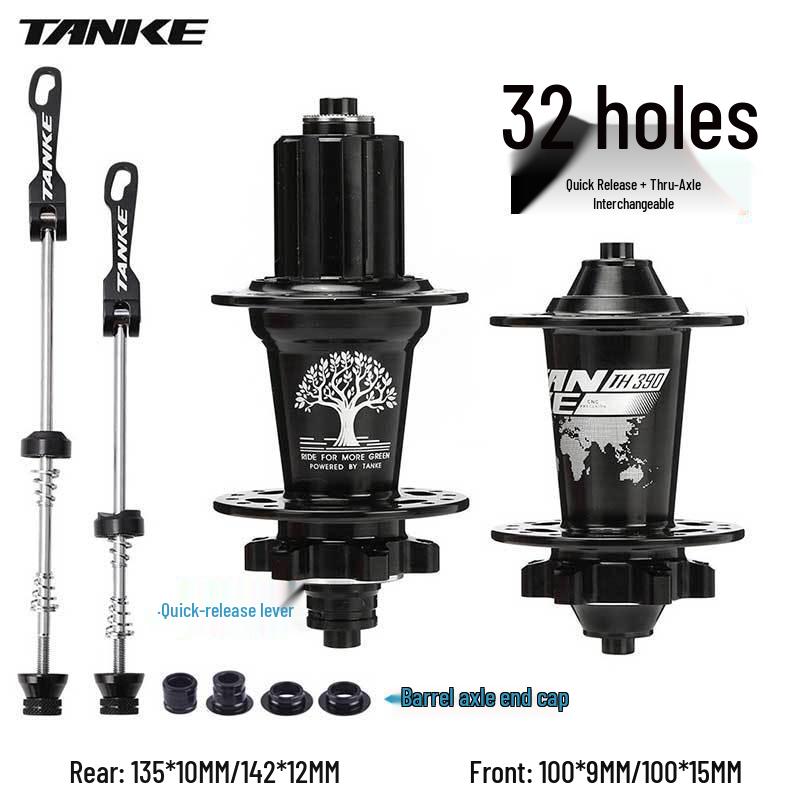 TANKE Mountain Bike 4-Bearing Hub: Quick Release Thru Axle, Iridescent Aluminum Alloy.