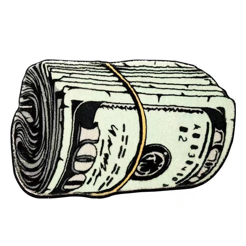 VIKAMA Creative Dollar Crystal Velvet Carpet Personalized Imitation Money Living Room Bedroom Irregular Art Floor Mat Home Decor