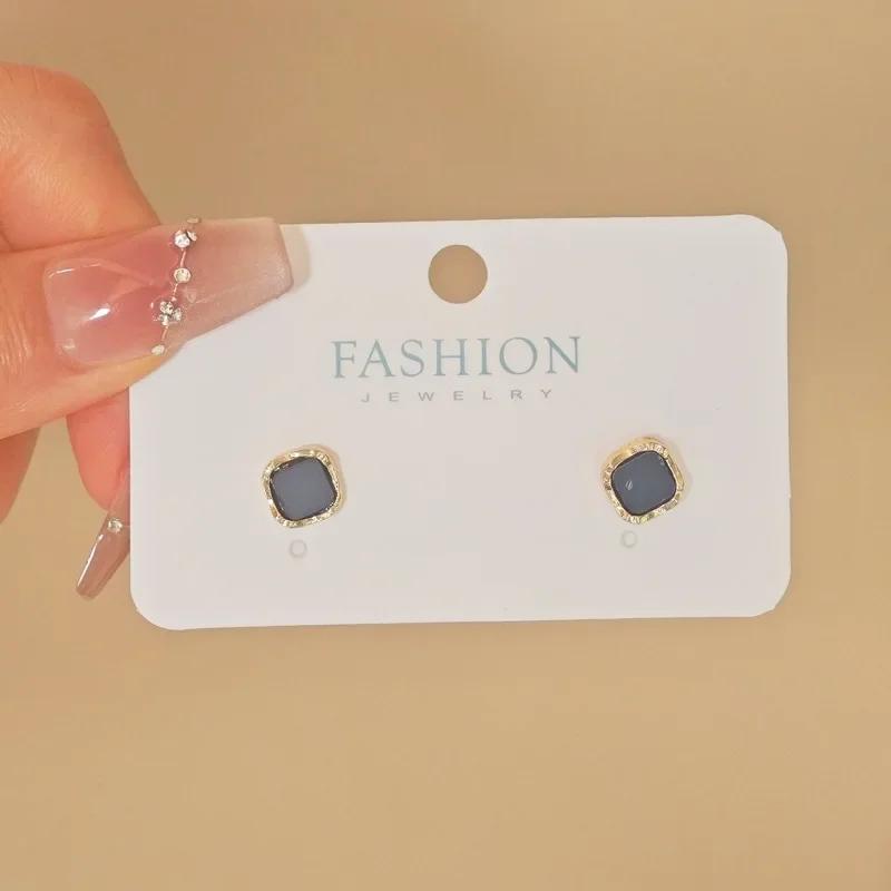 LATS Delicate Small Circle Stud Earrings for Women Gold Crystal Minimalist Summer Jewelry Party Accessories Gift