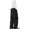 MMOPTOP American High Street Multi-Pocket Cargo Pants Spring Summer Men's Loose Casual Trousers MXXK02, Black, XL