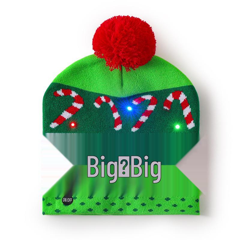 Festliche LED Leuchtmütze für Erwachsene - Unisex Jacquard Woll-Design
